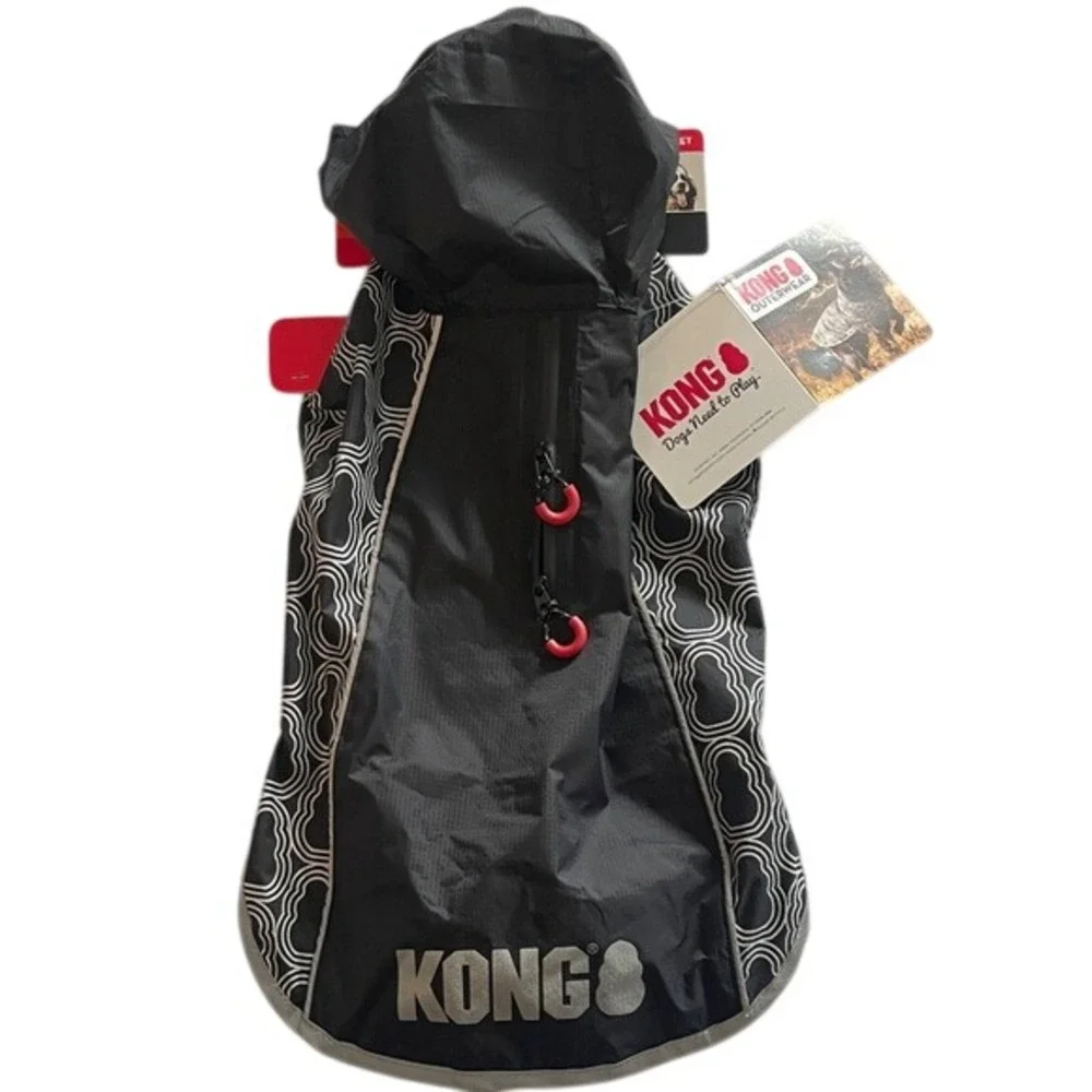 Kong Dog Lightweight Reflective Black Rain Jacket‎ Small 12-14 Inch NWT